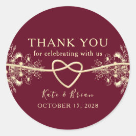 Adesivo de Favor de Casamento Elegante Dourado Bor