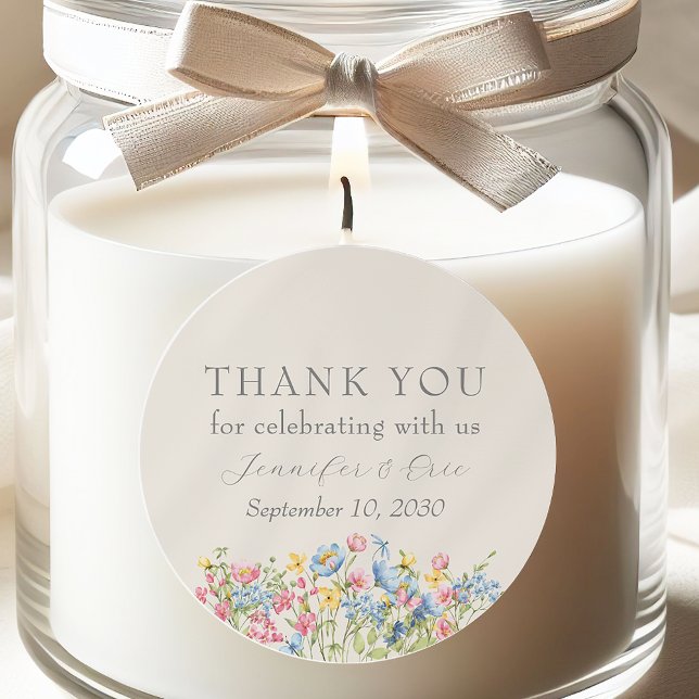 Adesivo de Favor de Casamento Floral Boho (Criador carregado)