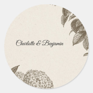 Adesivo de Favor de Casamento Floral Vintage Elega