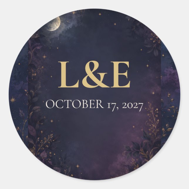 Adesivo de Favor de Casamento Gótico Celestial Per (Frente)