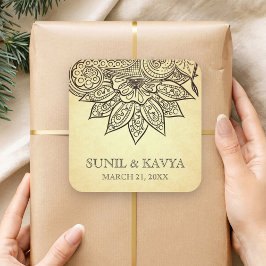 Adesivo de Favor de Casamento Indiano Vintage Mehe