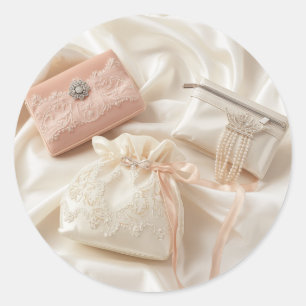 Adesivo de Favor de Casamento Rosa Bege e Renda
