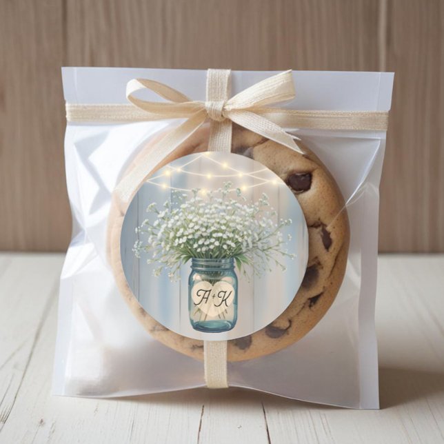 Adesivo de Favor de Casamento Rústico com Monogram (Wedding Favor Sticker)