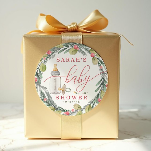 Adesivo de Favor de Chá de Bebê Coroa de Mamadeira (Baby Shower Favor Sticker)