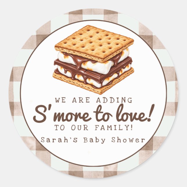 Adesivo de Favor de Chá de Bebê S'more Love (Frente)