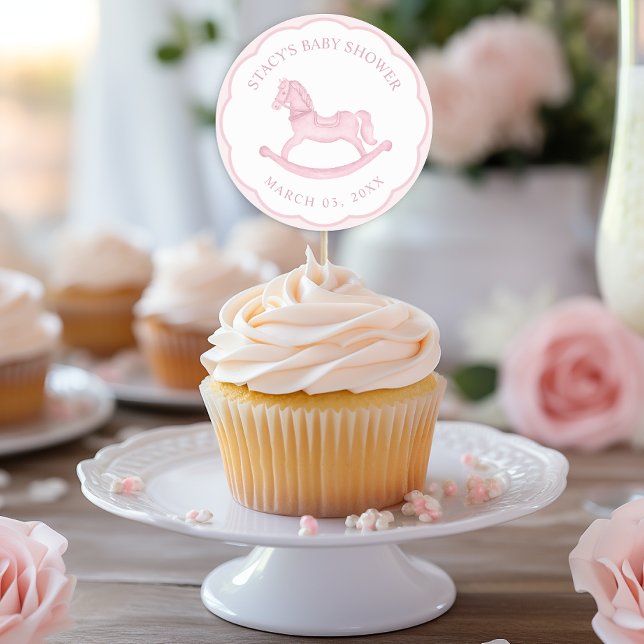 Adesivo de Favor de Chuveiro de Bebê Menina Cavalo (Baby Shower Favor Sticker)
