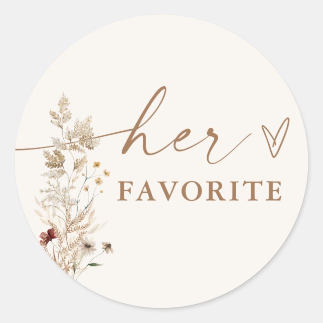 Adesivo de Favor de Chuveiro de Noiva Boho | Flora (Frente)