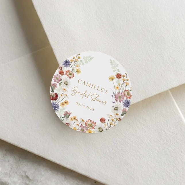 Adesivo de Favor de Chuveiro de Noiva de Flor Silv (Wildflower Envelope Seal Sticker)
