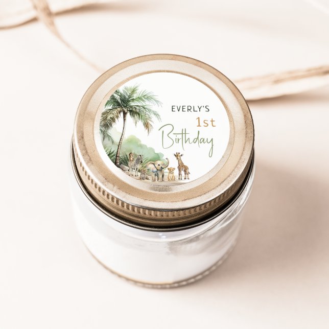 Adesivo de Favor de Festa de Aniversário de Animai (Criador carregado)