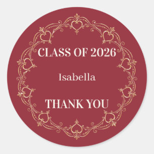 Adesivo de Favor de Formatura Crimson Gold 2026