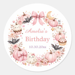 Adesivo de Favor de Halloween Rosa Little Boo Bake
