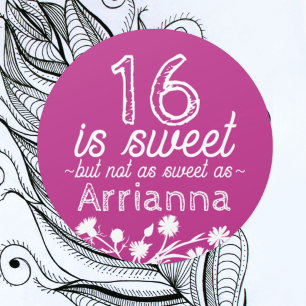 Adesivo de Favor de Parte do Sweet 16 Rosa