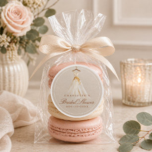 Adesivo de Favor de Vestido de Noiva em Taupe e Do