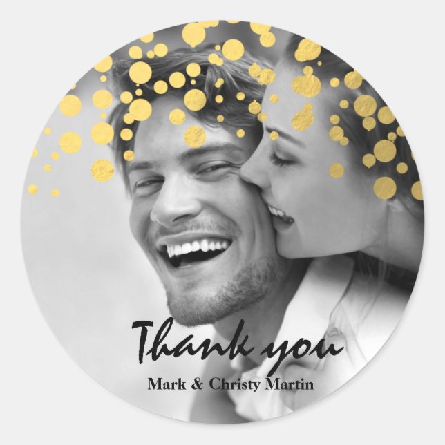 Adesivo de Favor Personalizado com Foto e Confete  (Frente)