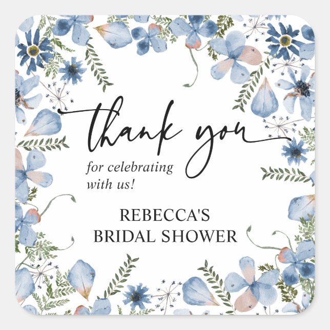 Adesivo de Favor Redondo / Quadrado Azul Empoeirad (Frente)