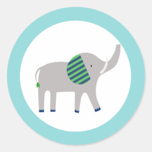 Adesivo de Favor Ronda de Elefante Jardim Zoológic