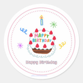 adesivo de feliz aniversário bolo fofo balões fest