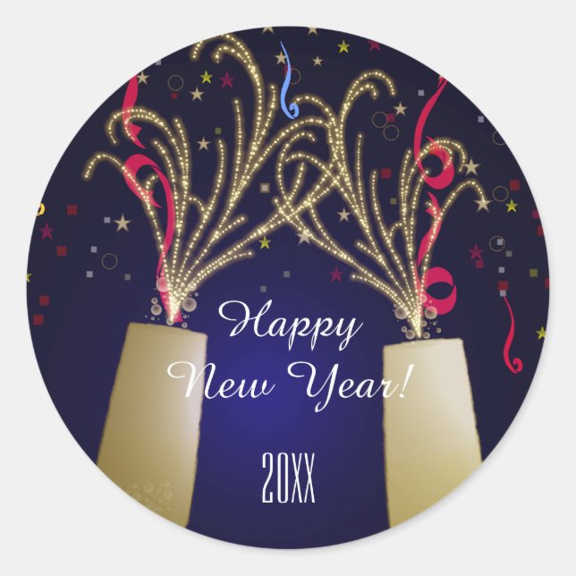 Adesivo de Feliz ano novo festivo (Frente)