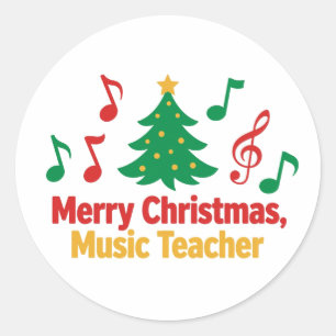 Adesivo de Feliz Natal Professor de Música