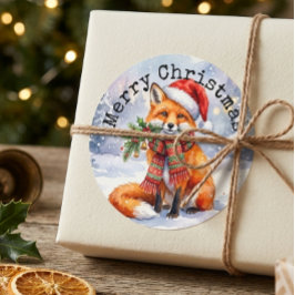 Adesivo de Feliz Natal - Raposa de Inverno em Aqua