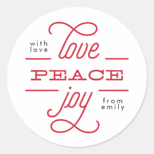adesivo de feriado LOVE PEACE JOY para você editáv