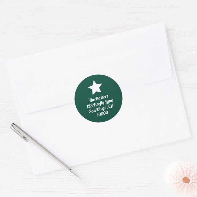 Adesivo de Feriado Moderno Cortado Estrela Verde E (Envelope)