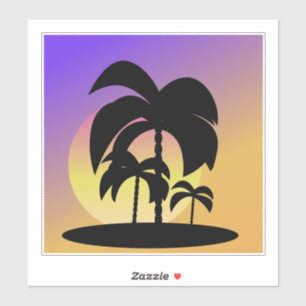 Adesivo de Férias do Pôr do Sol das Palmeiras Grad