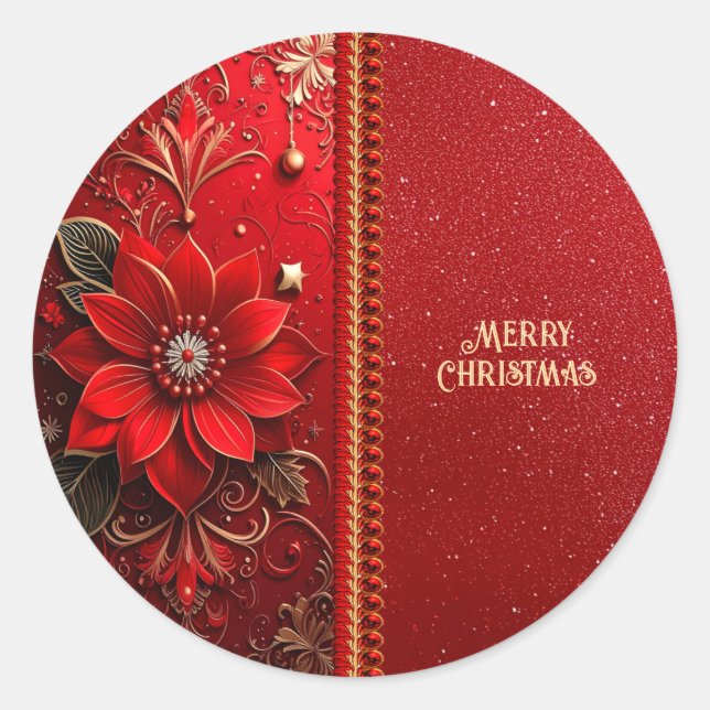 Adesivo de Férias Flor Vermelha de Natal (Frente)