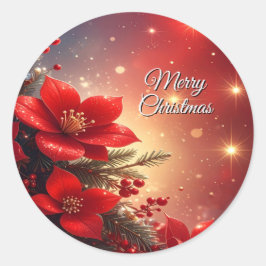 Adesivo de Férias Floral de Natal Vermelho