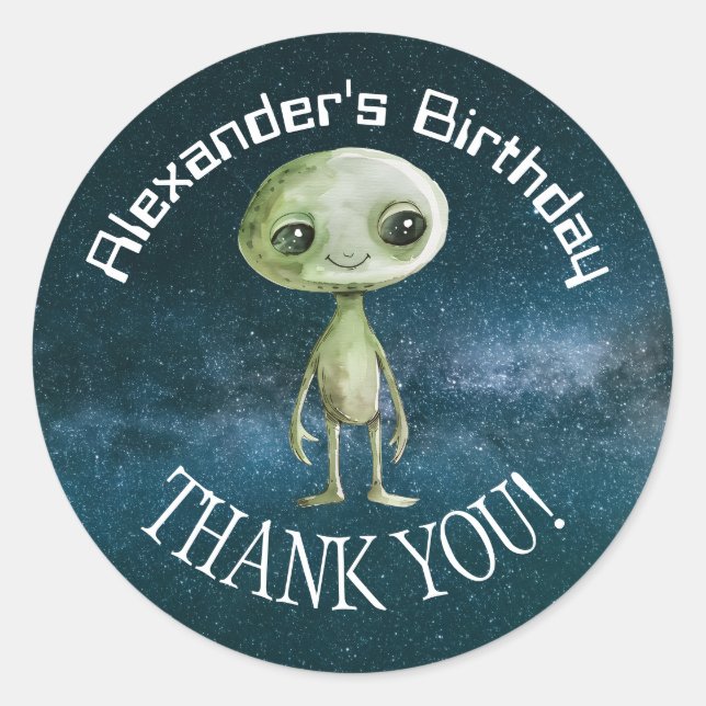 Adesivo de Festa de Aniversário de Alien (Frente)