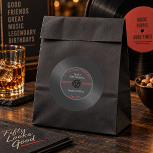 Adesivo de Festa de Aniversário de Disco de Vinil