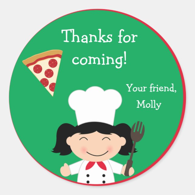 Adesivo de Festa de Aniversário de Pizza (Frente)