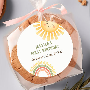 Adesivo de Festa de Aniversário Sol e Arco-íris