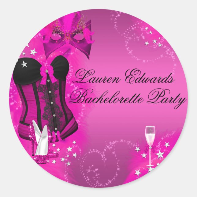 Adesivo de festa de despedida de solteira em rosa  (Frente)
