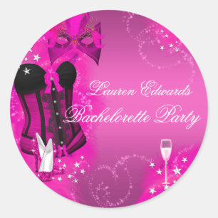 Adesivo de festa de despedida de solteira em rosa 
