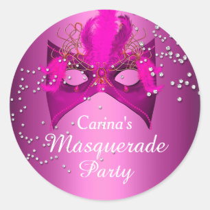 Adesivo de Festa de Máscaras com Brilho Rosa