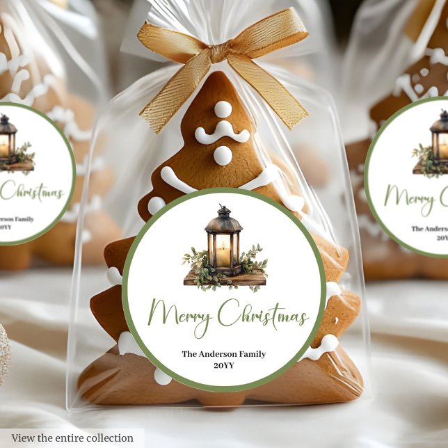 Adesivo de Festa de Natal Lanterna Boho Aquarela (Boho Watercolor Christmas Lantern Holiday Sticker)