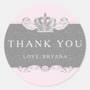 Adesivo de festa de princesa rosa vintage de conto