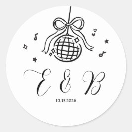 Adesivo de festa disco com laço desenhado à mão mi