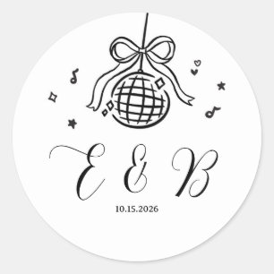 Adesivo de festa disco com laço desenhado à mão mi