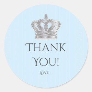 Adesivo de festa do príncipe azul da coroa vintage