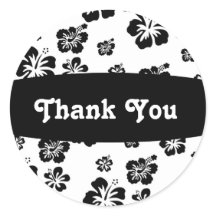 Adesivo de festa floral de flor de hibisco preto e