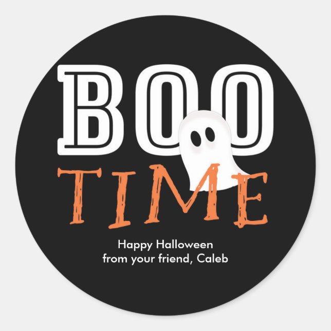 Adesivo de festa fofo de fantasma de Halloween BOO (Frente)