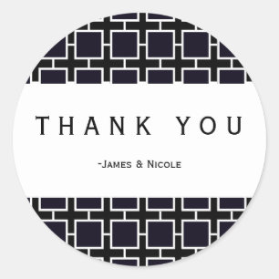 Adesivo de festa geométrico preto e branco