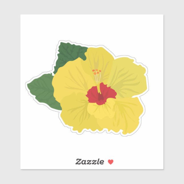 Adesivo de Flor de Hibisco Amarelo (Folha)
