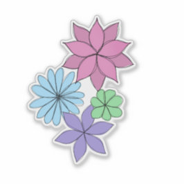 Adesivo de Flor Rosa, Roxo, Azul, Verde-Menta Dese