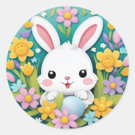 Adesivo de Flores de Coelhinho de Páscoa Colorido 