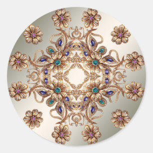 Adesivo de Flores de Joias Douradas Elegantes