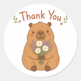 Adesivo de Flores Selvagens Obrigado Capivara Fofa