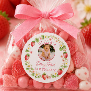 Adesivo de Foto de Aniversário de Um Ano da Berry